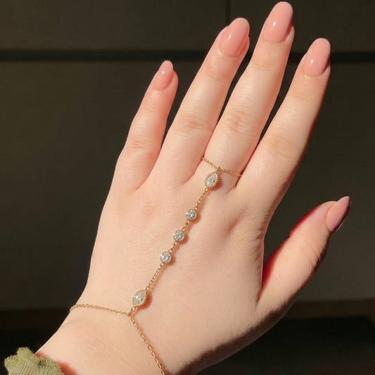 White Zircon Hand Chain | Stainless Steel hayajewelers.pk