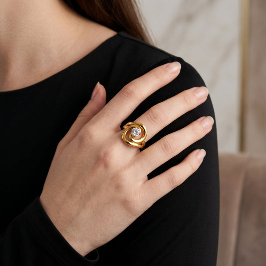 Crystal Spiral Ring | Adjustable