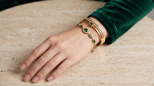 Emerald Stone Bangle & Bracelet Set hayajewelers.pk