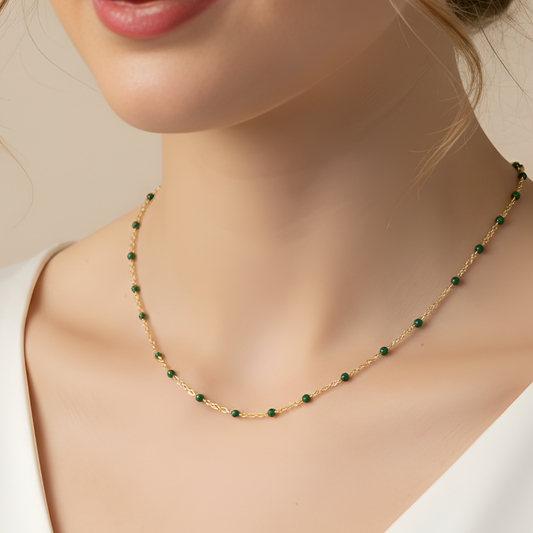 Enamel Beaded Necklace | Stainless Steel hayajewelers.pk