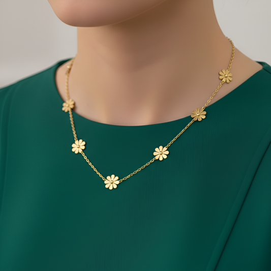 Golden Petal Necklace hayajewelers.pk