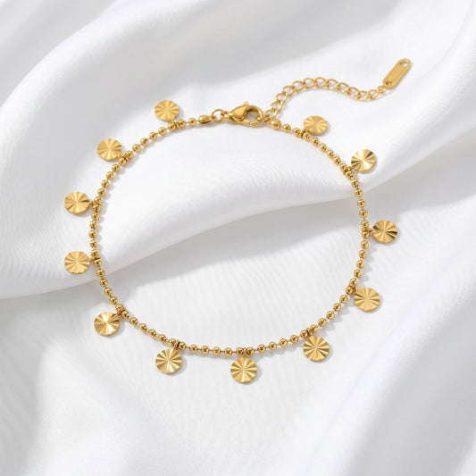 Petal Disc Anklet - Stainless Steel