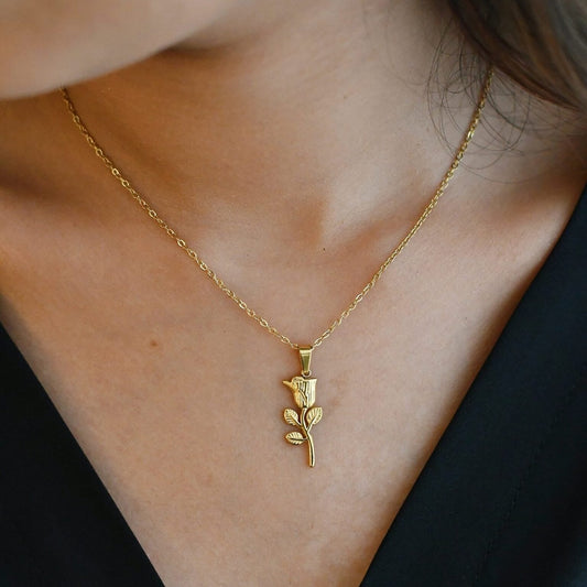 Golden Rose Necklace | Stainless Steel