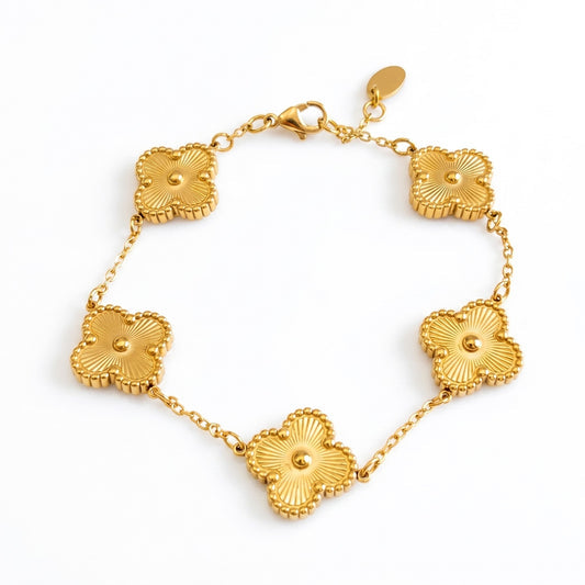 Love Bangle And Golden Clover Bracelet Stack hayajewelers.pk
