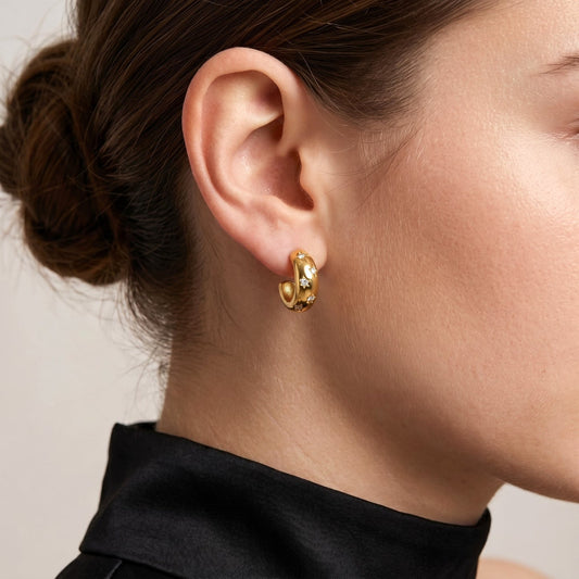 Domed Starburst Studs Earrings