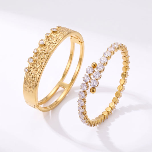 Royal Wrist Deal | Anastasia + Geometric Hammered Bangle