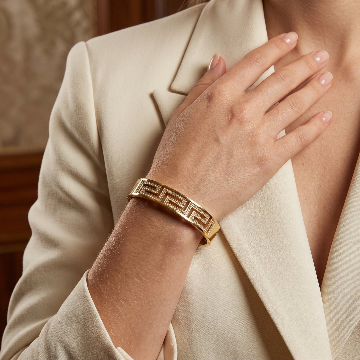 Greek Key Pavé Bangle