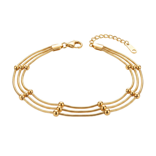Triple Layer Beaded Snake Chain Bracelet Haya Jewelers