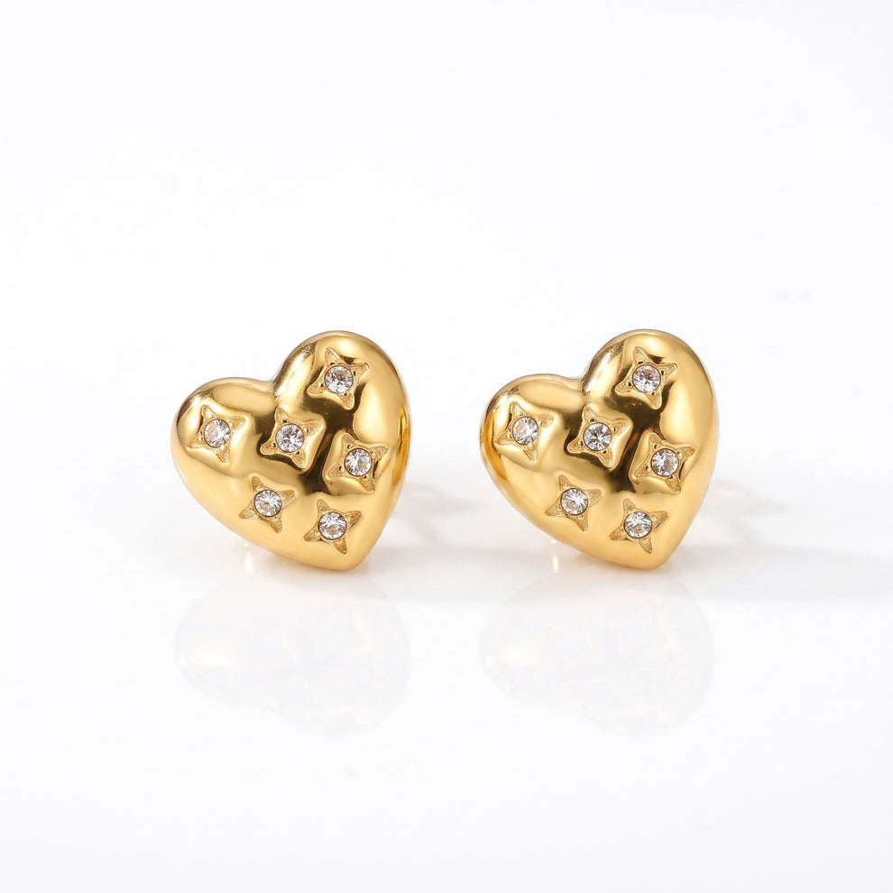 Star Kissed Heart Studs Haya Jewelers