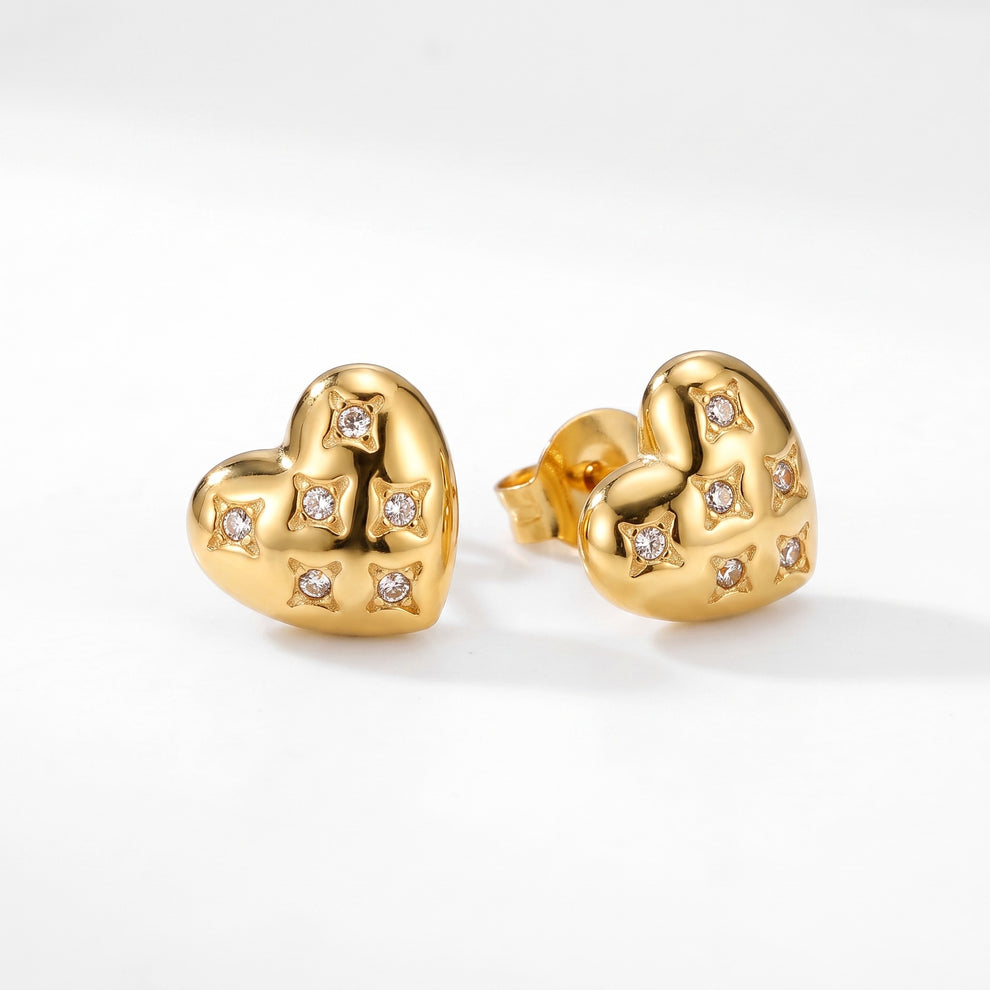 Star Kissed Heart Studs Haya Jewelers