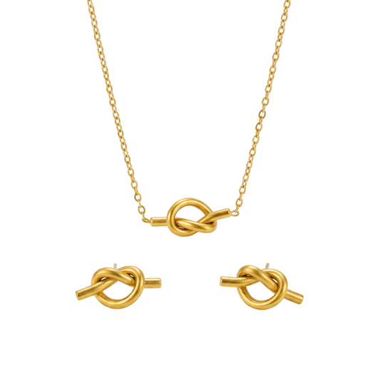 Minimal Gold Knot Jewellery Set | Stainless Steel hayajewelers.pk