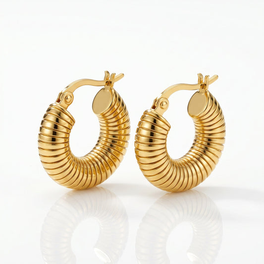 Gold Shrimp Hoop Earrings hayajewelers.pk