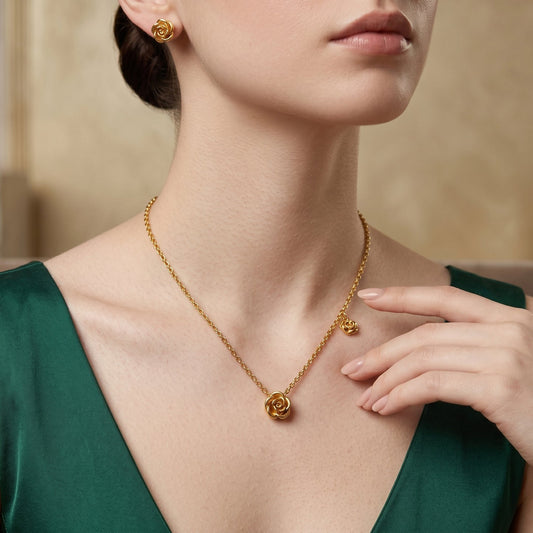 Mini Flower Earrings & Neclace hayajewelers.pk