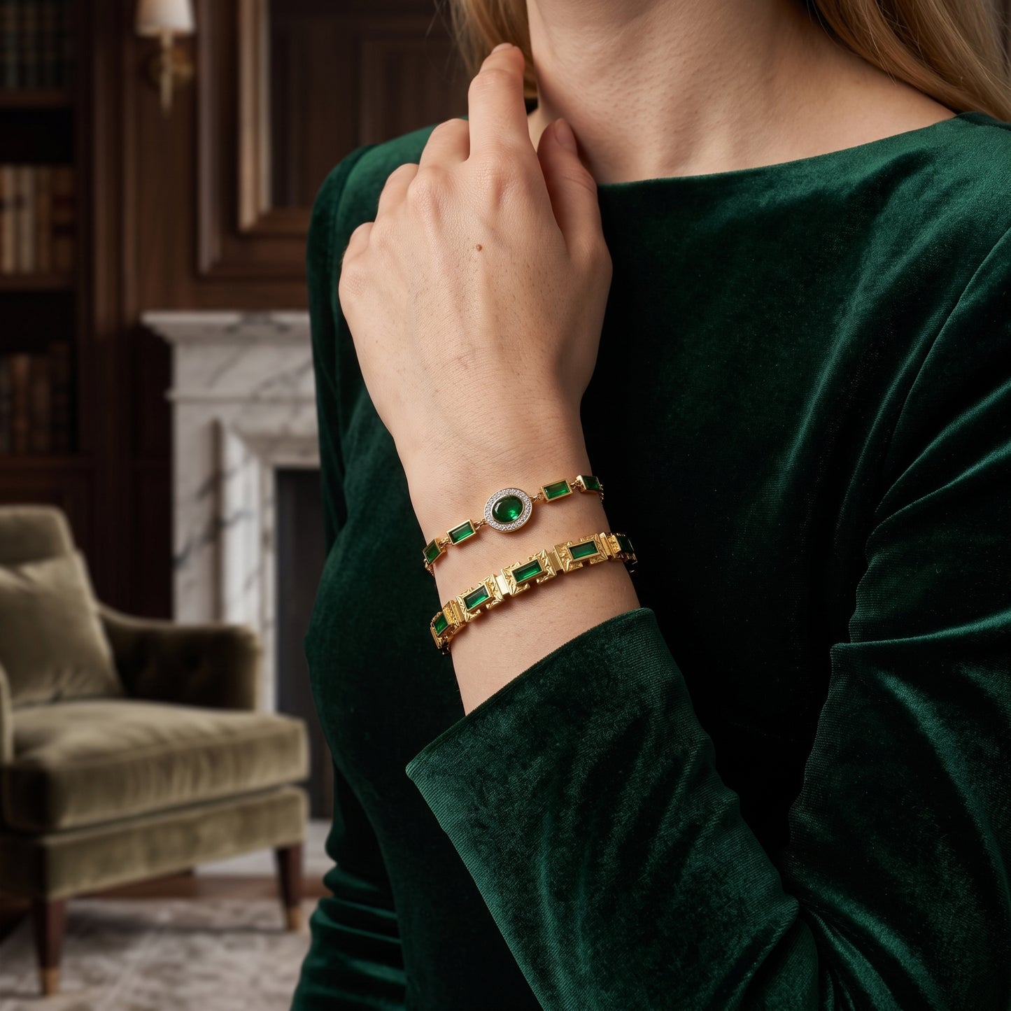 Emerald Green Bracelet & Bangle Set hayajewelers.pk