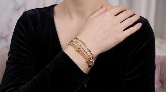 Triple Layer Beaded & Crystal Tennis Bracelet Combo hayajewelers.pk
