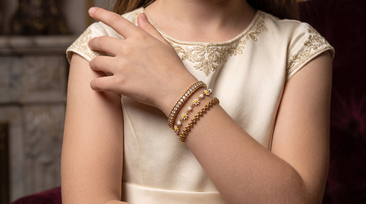 Crystal, Daisy & Chain Bracelet Combo hayajewelers.pk
