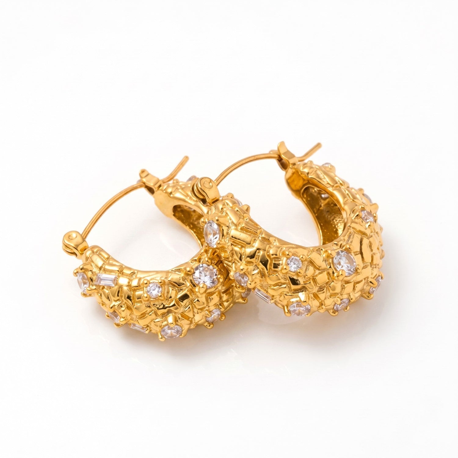 Zircon Crosshatch Hoop Earrings hayajewelers.pk