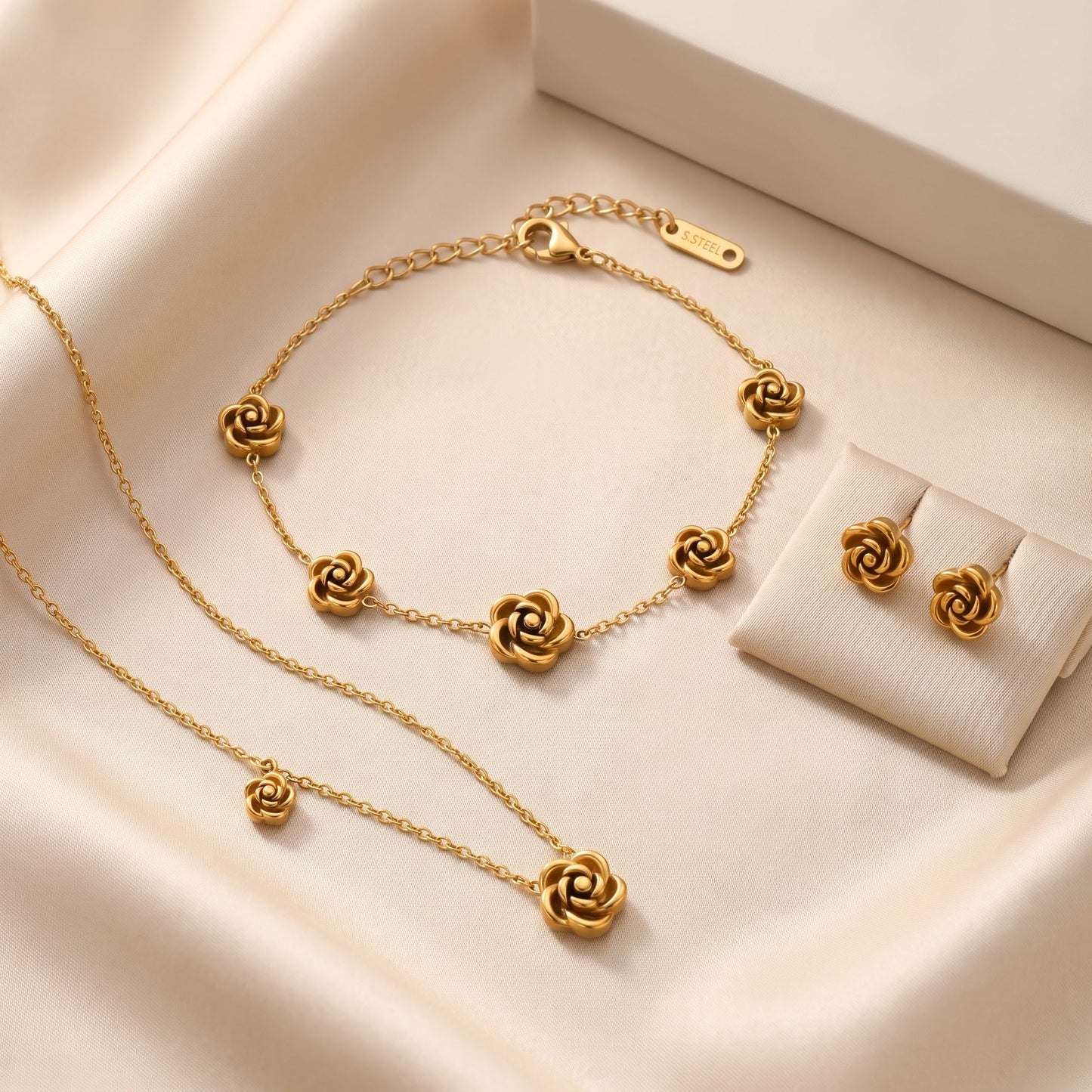 Mini Flower Jewellery Set | Stainless Steel hayajewelers.pk