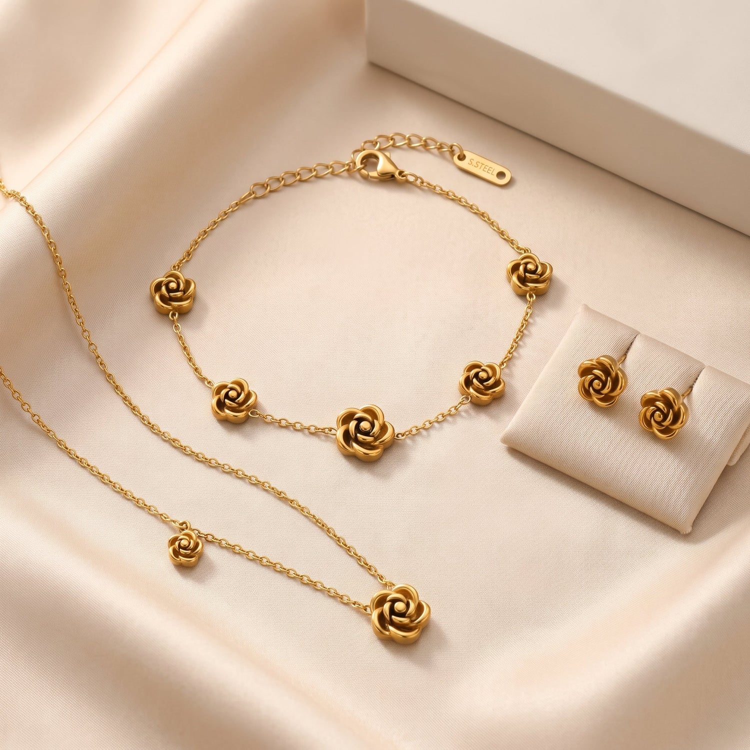 Mini Flower Jewellery Set | Stainless Steel hayajewelers.pk