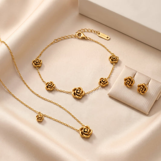 Mini Flower Jewellery Set | Stainless Steel hayajewelers.pk