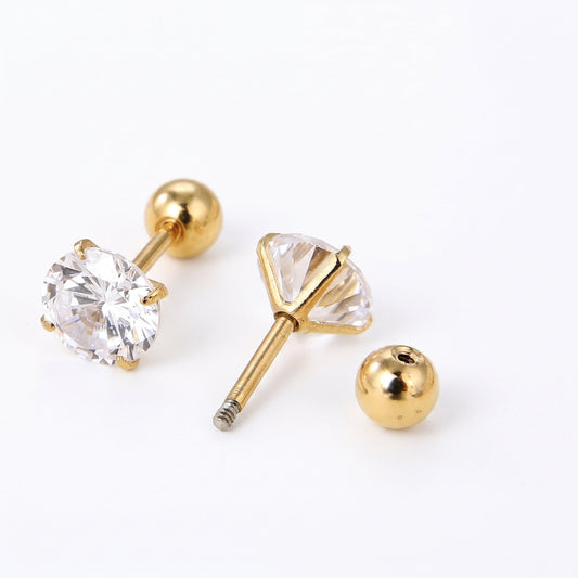 Round White Zircon Tops 5mm | Stainless steel