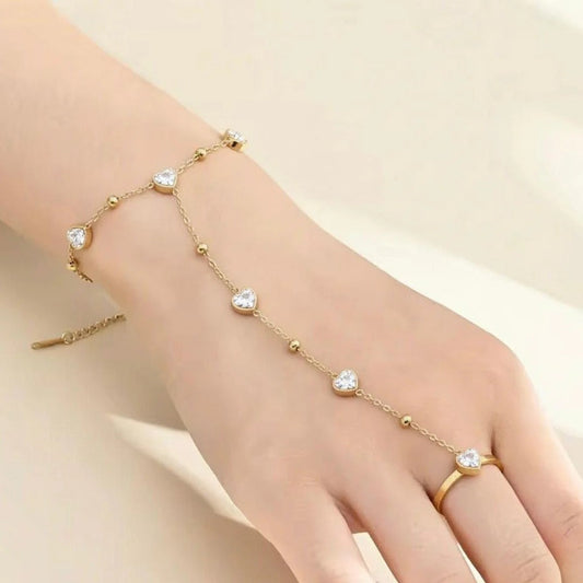 Heart Diamond Bracelet + Adjustable Ring