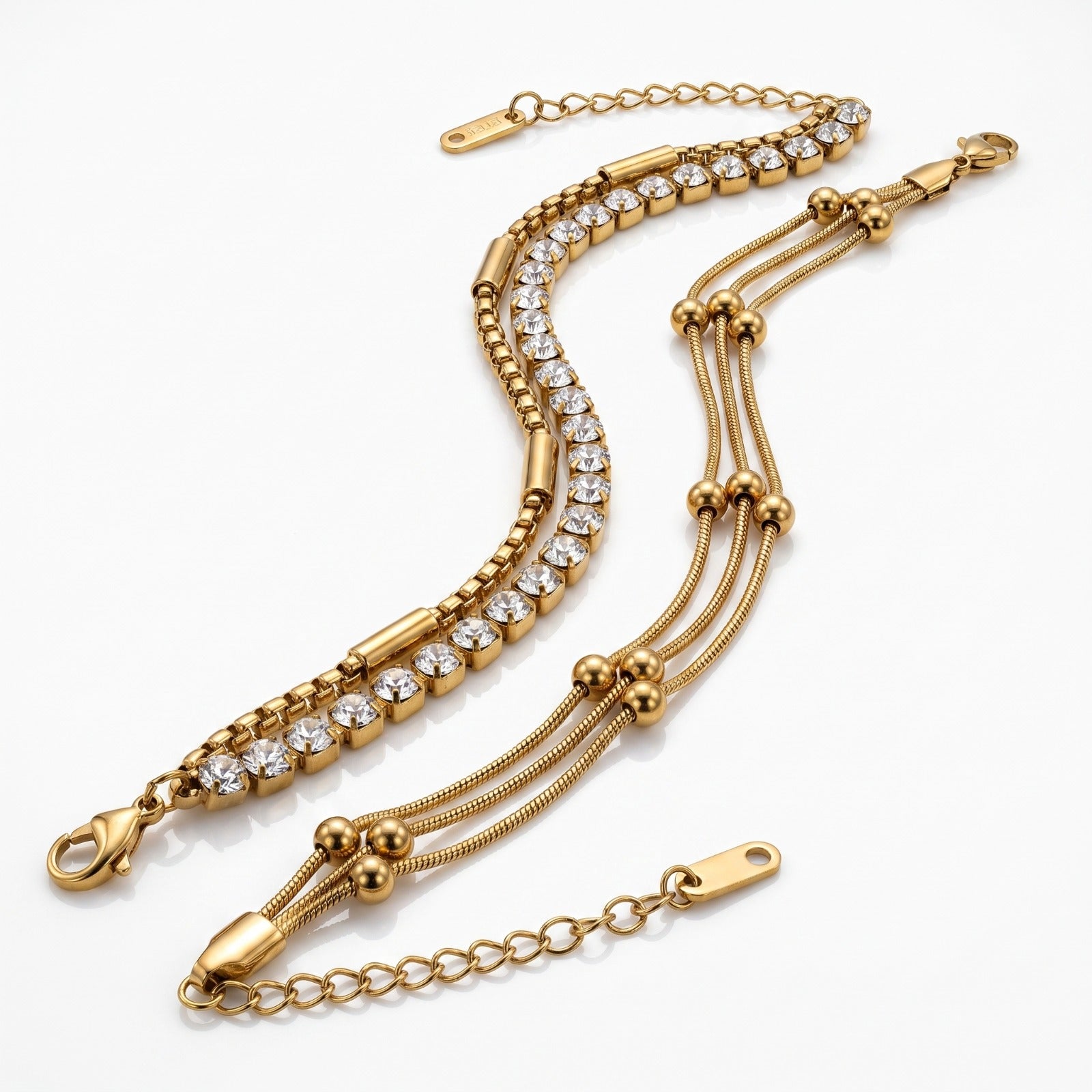Triple Layer Beaded & Crystal Tennis Bracelet Combo hayajewelers.pk