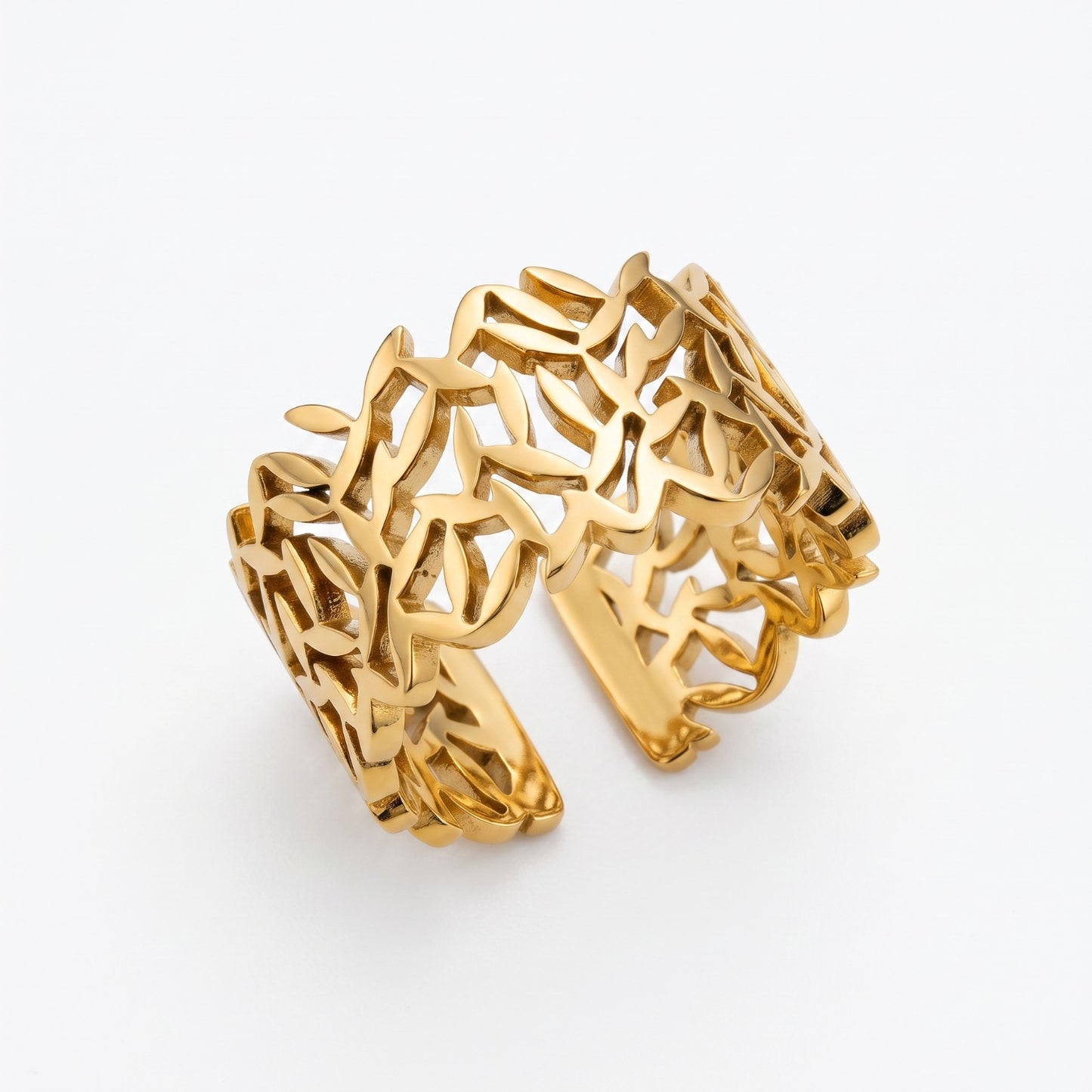 Hollow Leaf Ring-Stainless Steel