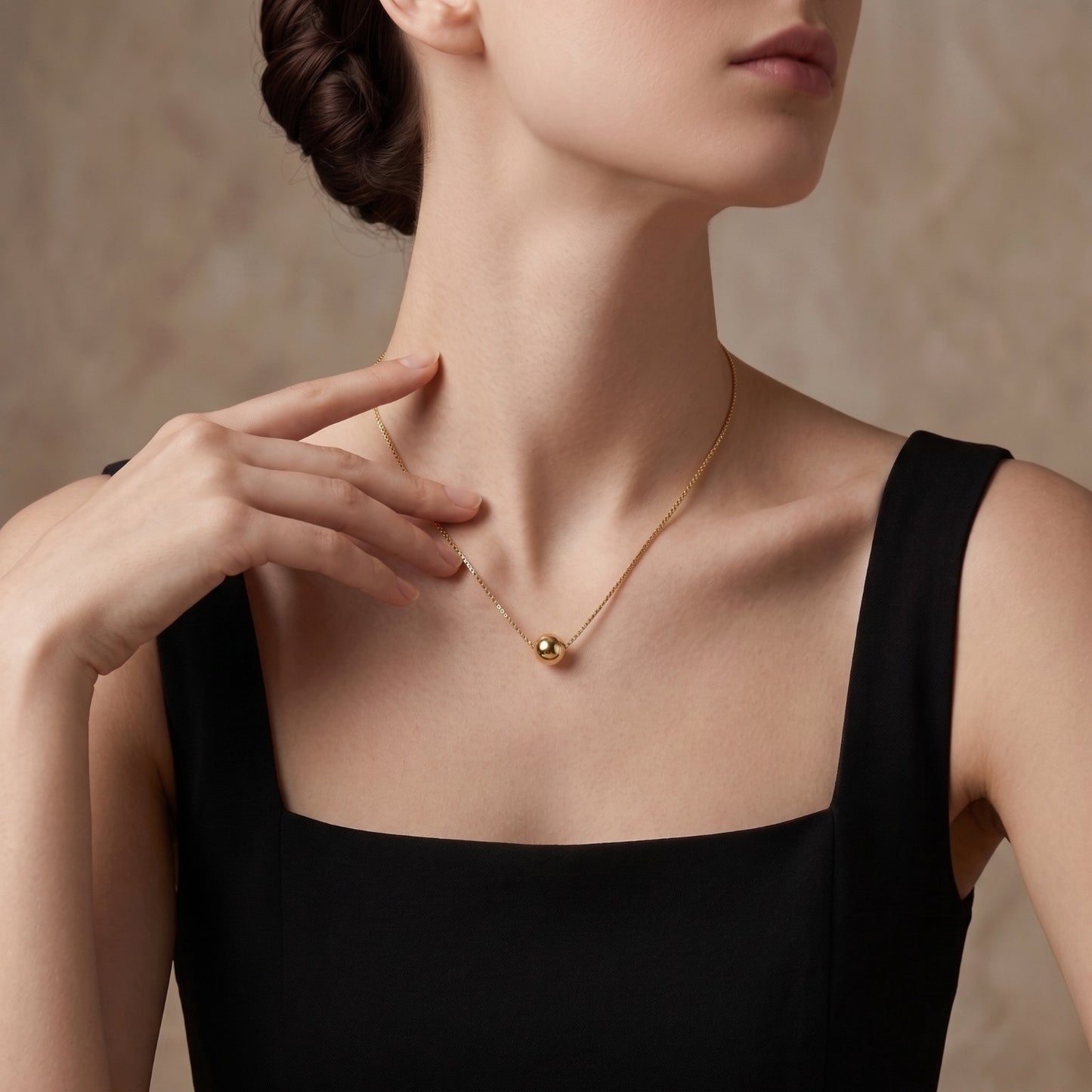 Minimalist Gold Ball Pendant Necklace