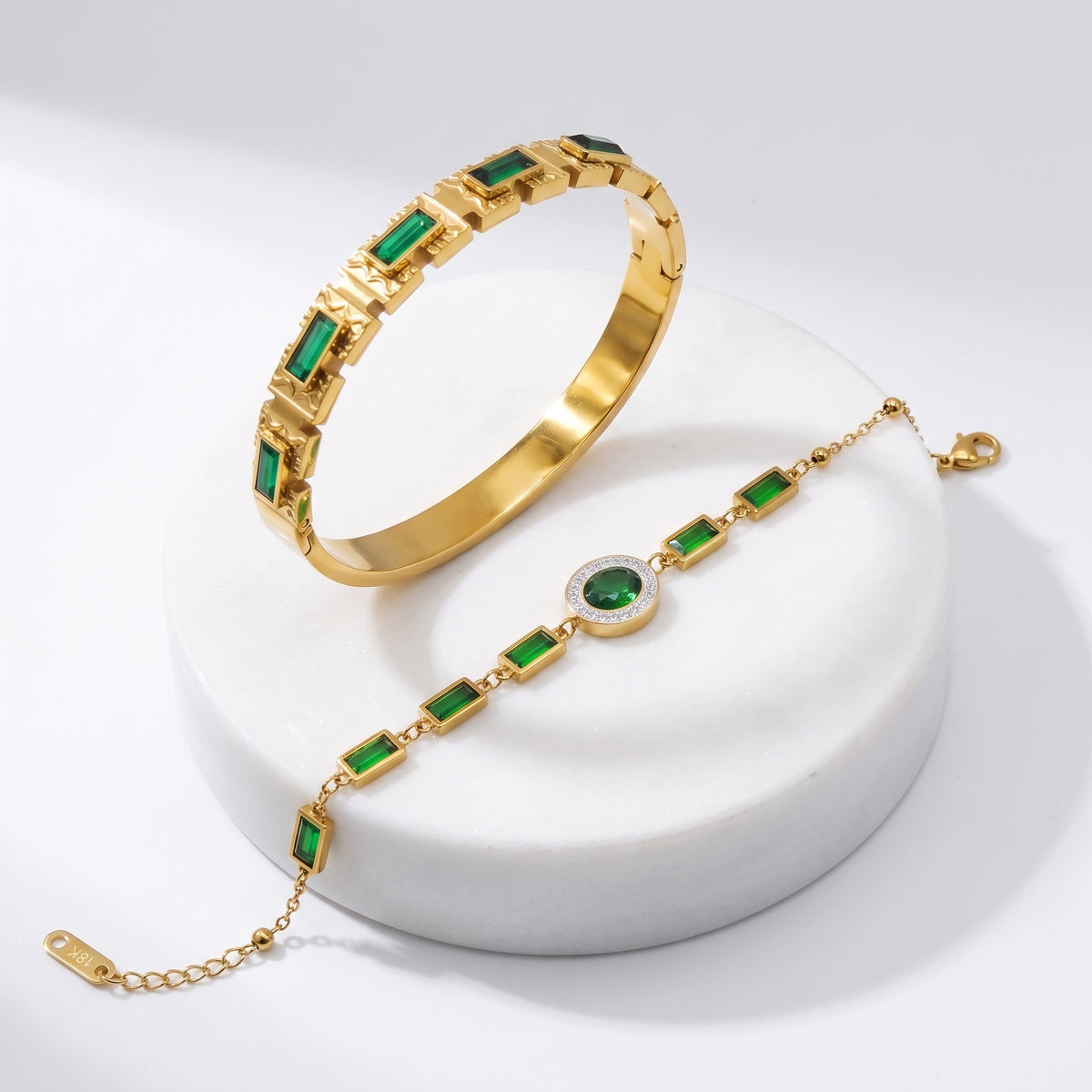 Emerald Green Bracelet & Bangle Set hayajewelers.pk