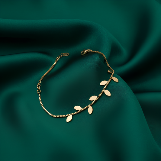 Gold Leaf Charm Bracelet hayajewelers.pk