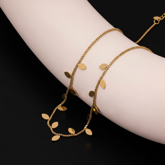 Gold Leaf Charm Set - Stainless Steel hayajewelers.pk