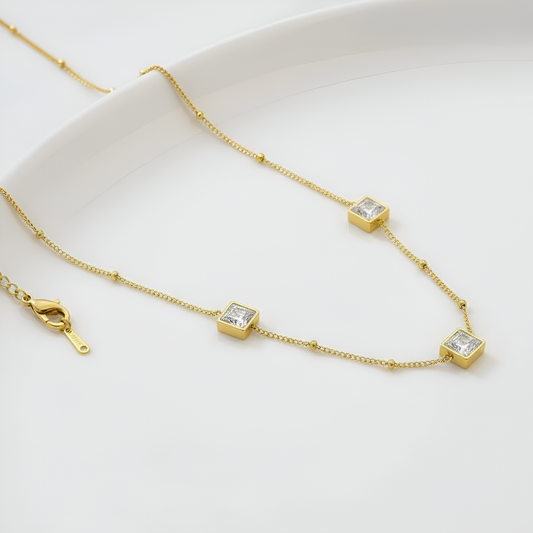 The Stella Square Necklace & Bow Bracelet