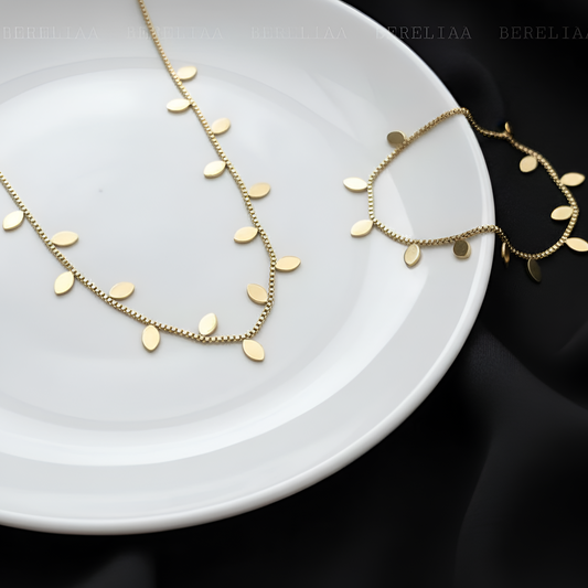 Gold Leaf Charm Set - Stainless Steel hayajewelers.pk