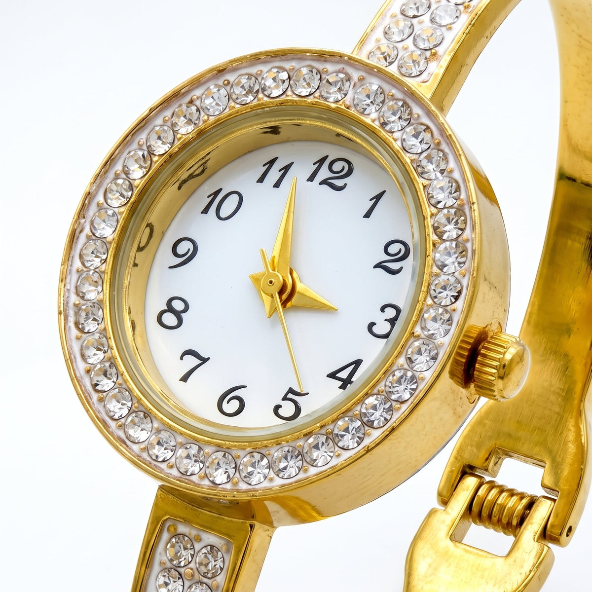 Gold-Plated Crystal Bangle Watch | Stainless Steel