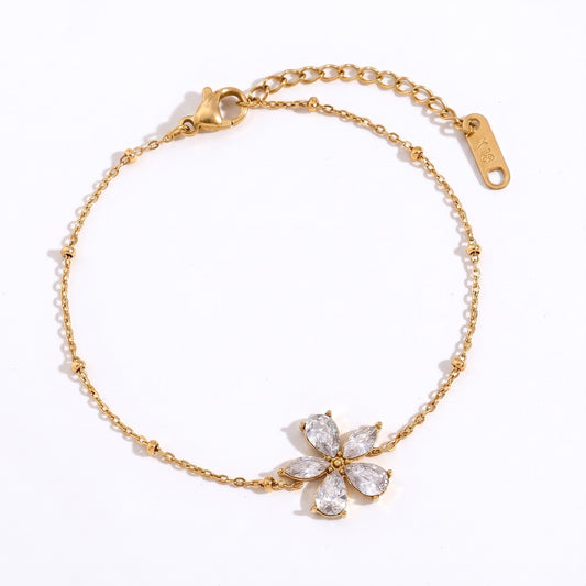 Sparkling Zircon Flower Bracelet hayajewelers.pk