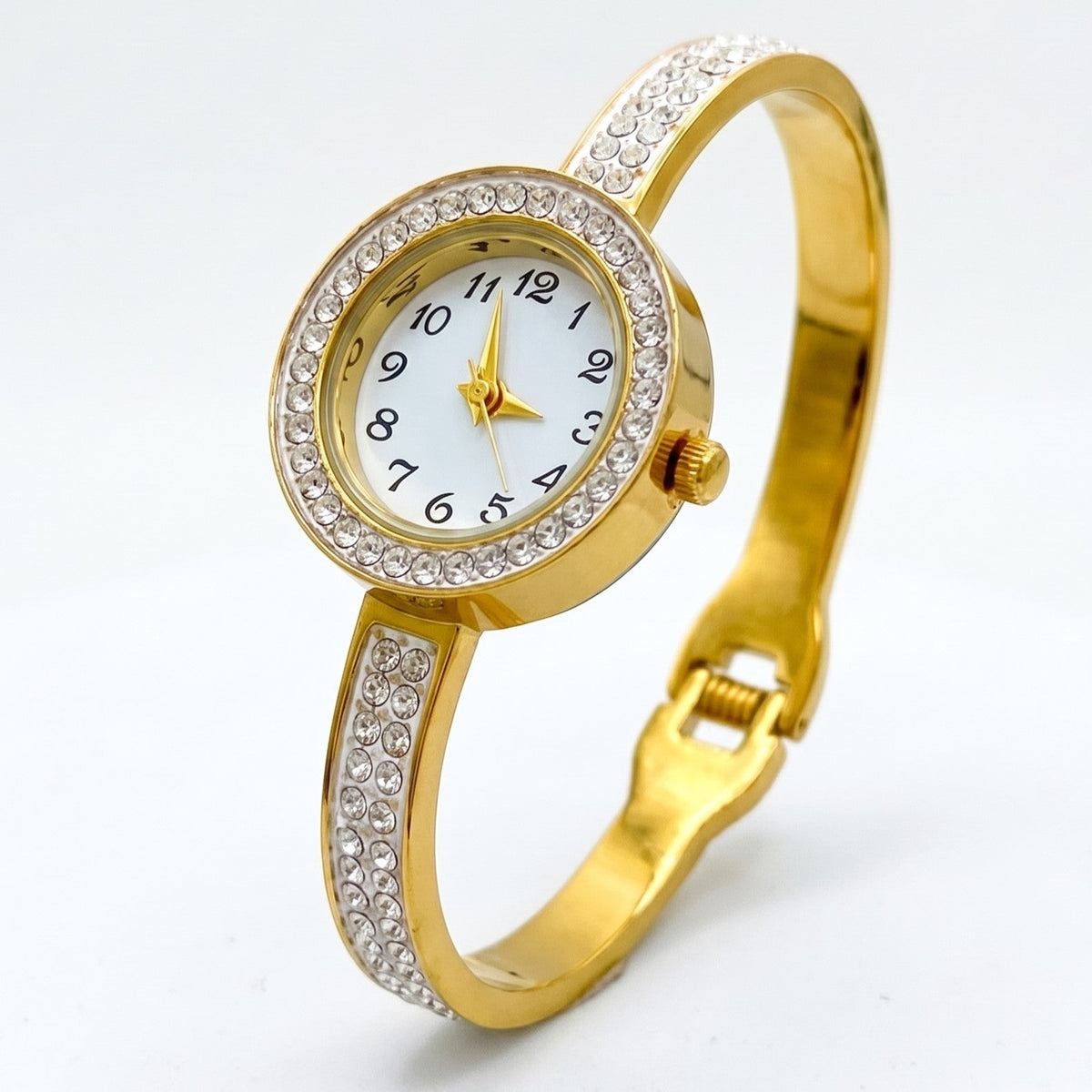 Gold-Plated Crystal Bangle Watch | Stainless Steel