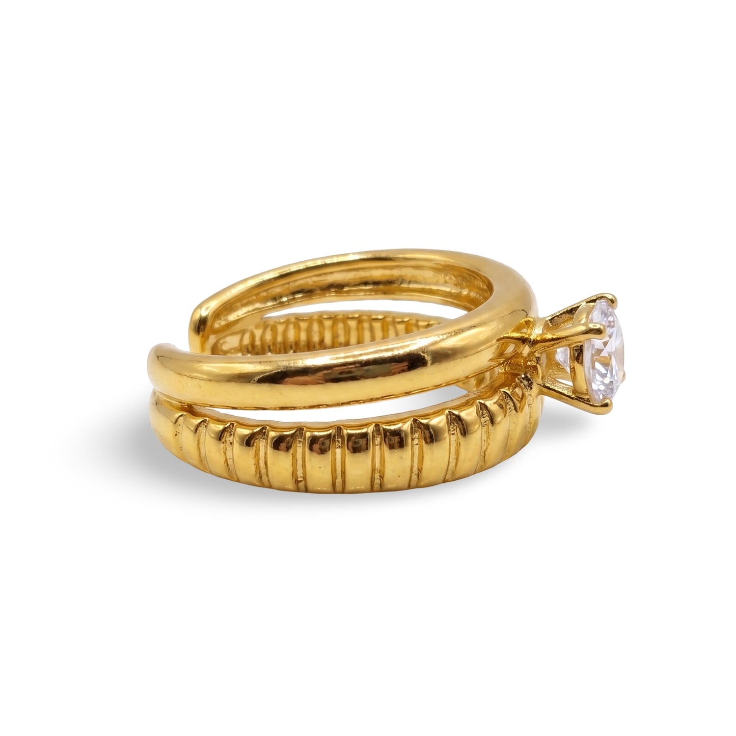 Ridge Glow Solitaire Accent Ring | Adjustable