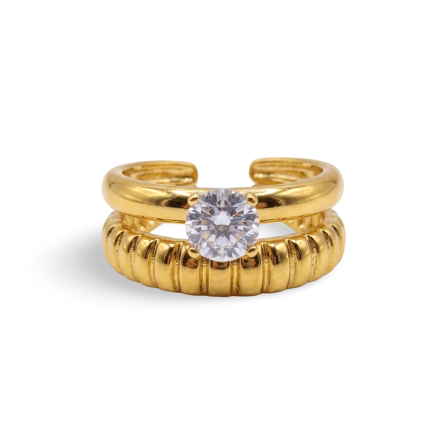 Ridge Glow Solitaire Accent Ring | Adjustable