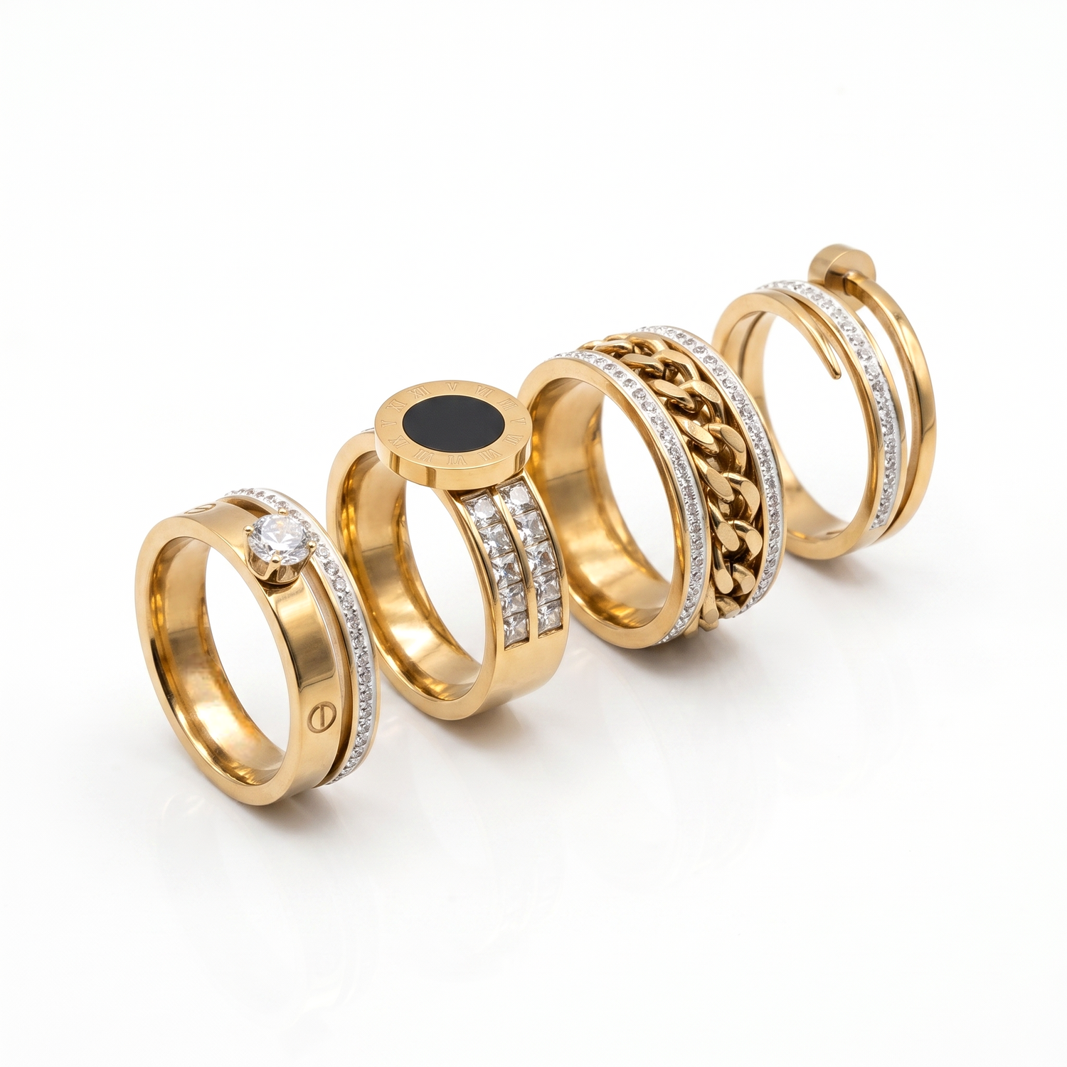 4-Piece Luxury Gold-Plated Ring Stack hayajewelers.pk