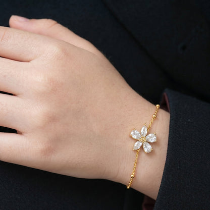 Sparkling Zircon Flower Bracelet hayajewelers.pk