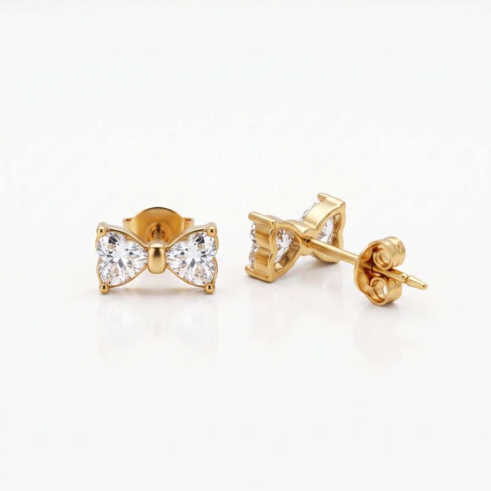 Sparkling Bow Stud Earrings