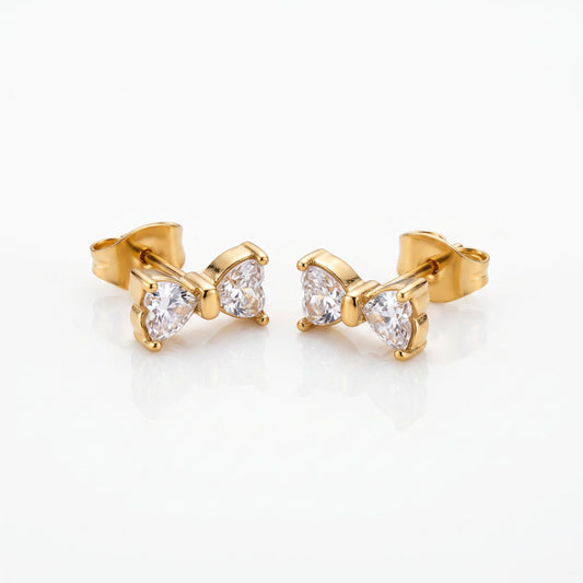 Sparkling Bow Stud Earrings