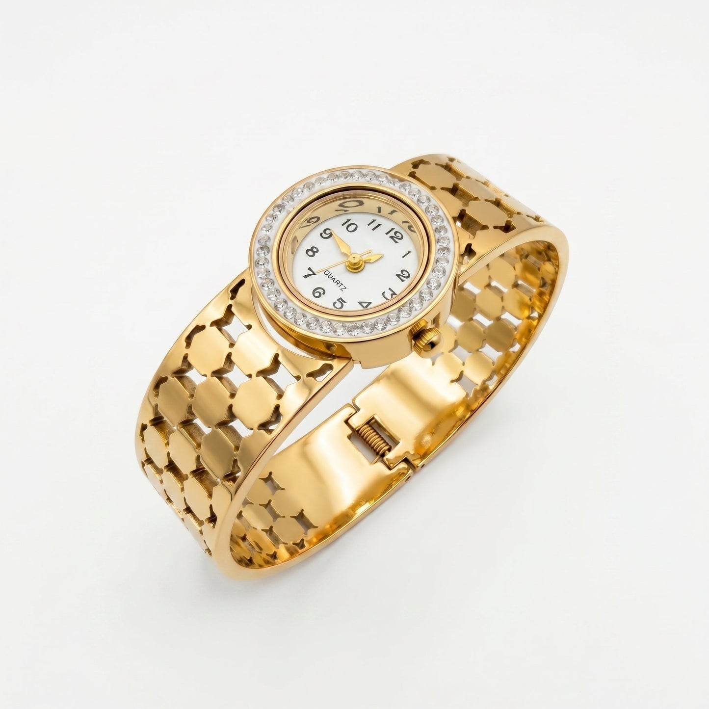 Luxury Gold-Plated Real Bangle Watch - Stainless Steel